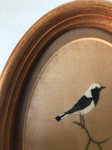 Pair of Framed Vintage Bird Embroidery