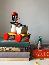 Load image into Gallery viewer, Vintage Wooden pull-along Penguin