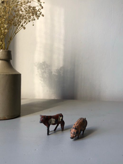 Vintage Lead cow and pig