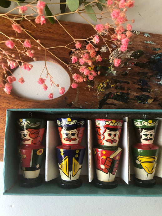 Boxed Vintage Hand Painted Nutcracker Tree Decorations