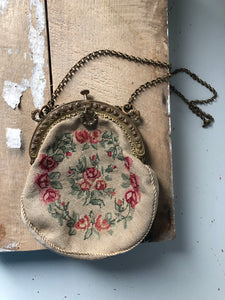Antique Needlepoint Tapestry Chain Purse