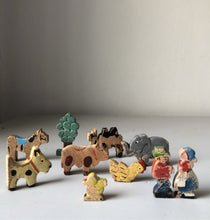 Load image into Gallery viewer, Vintage wooden Farm Animal set