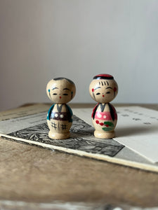 Pair of small Vintage Kokeshi Dolls