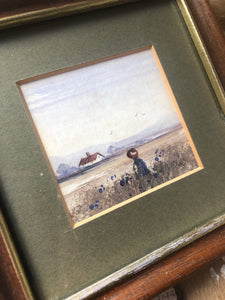 Vintage Miniature Painting, Cornflower field