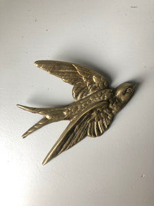 Pair of Vintage Brass Swallows