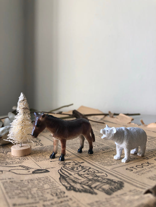 Pair of Vintage Animals, Donkey and Polar Bear