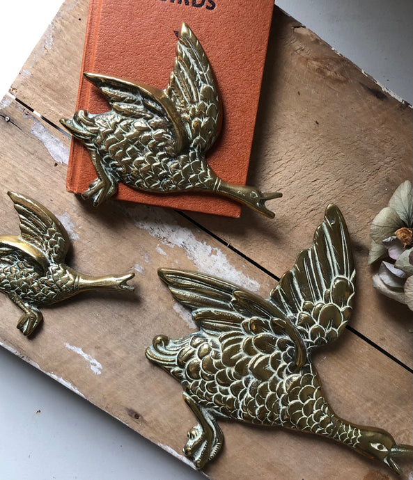 Vintage Brass Wall Ducks