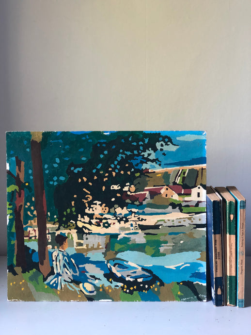 Vintage River Boat scene Painting