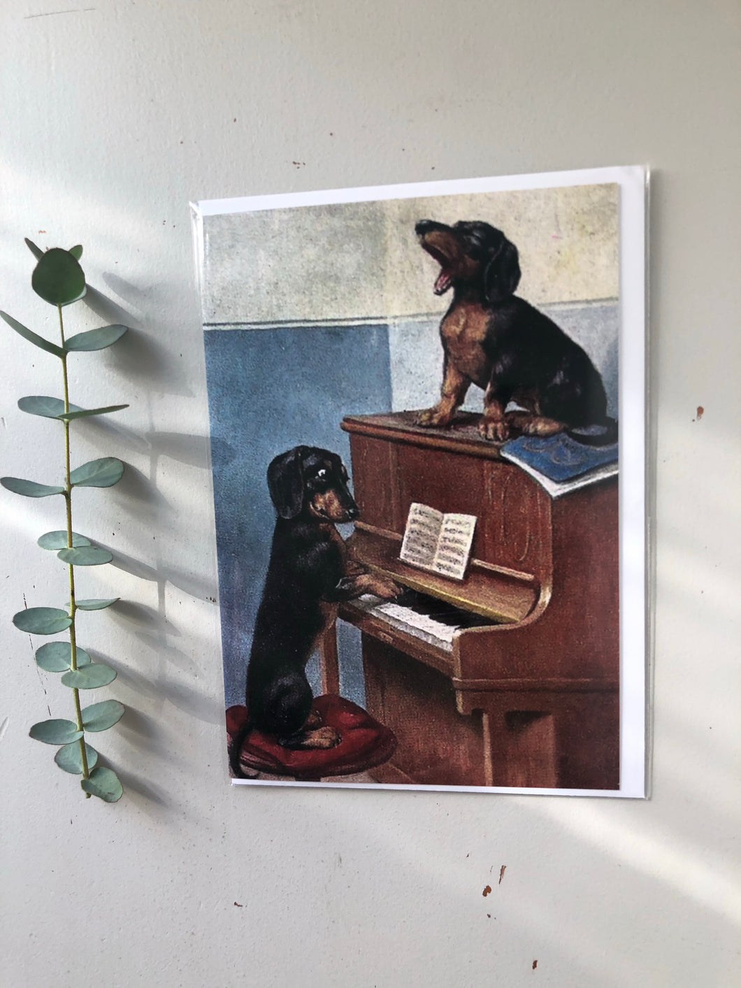 Vintage Dachshund Piano Card