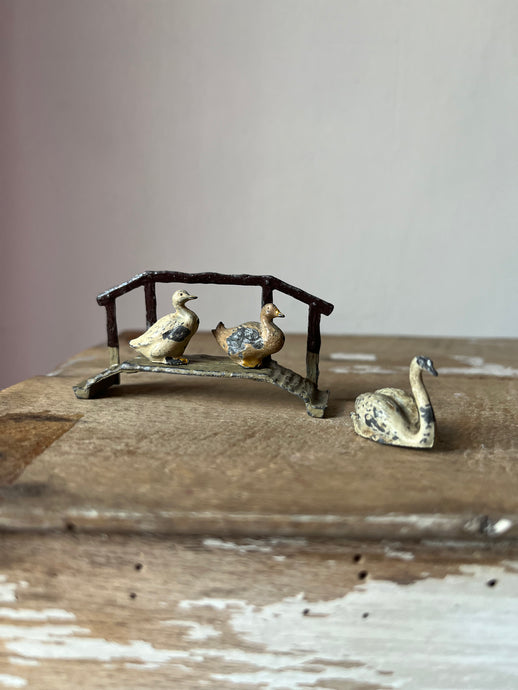 Set of Antique Lead ducks and Swan