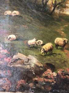 Antique Landscape Painting, Sheep