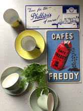 Load image into Gallery viewer, Vintage Advertising Display Card, Cafés Freddy