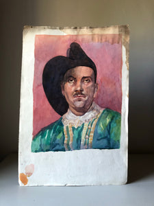 Original Watercolour Portrait, ‘Man with Moustache’