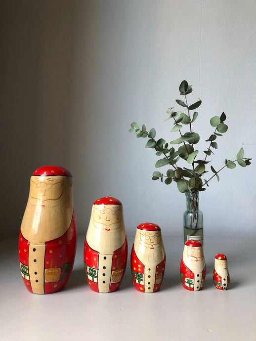 Vintage Father Christmas Nesting Dolls