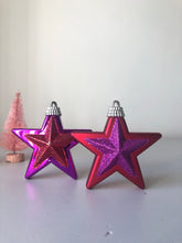 Load image into Gallery viewer, Pair of Vintage Glitter Star Decorations