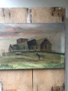 Antique Church Oil Painting on Canvas (UK SHIPPING ONLY)