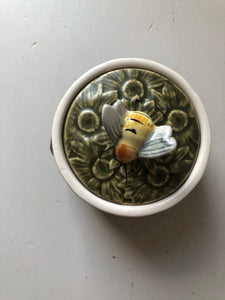Vintage Beehive Honey Pot, Green