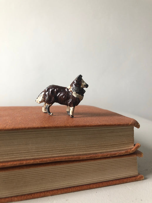 Vintage Lead Dark Brown Collie Dog