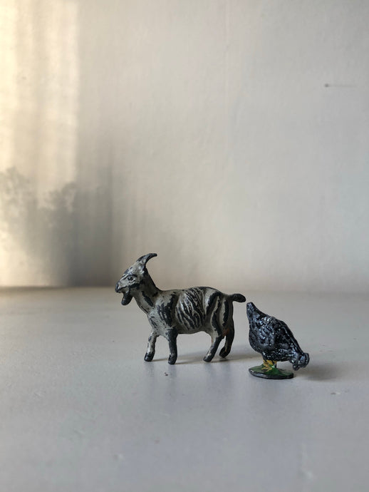 Vintage Lead Goat and Chicken