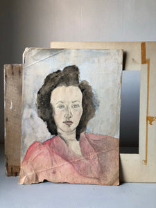 1930s Watercolour Portrait, Lady