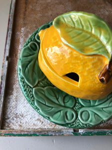 Vintage Lemon condiment Jar and Saucer