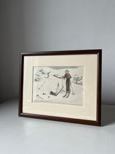 Load image into Gallery viewer, Vintage Framed Ski illustration