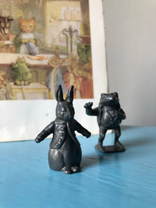 Pair of vintage lead figures, Peter Rabbit and Jeremy Fisher