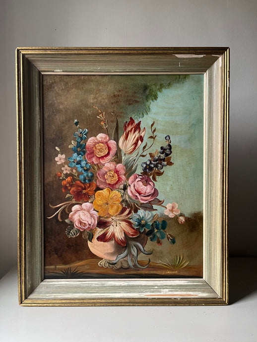 Large floral Oil on Board painting, Circa 1950s