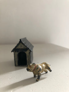 Vintage Lead Britains Bulldog with Kennel