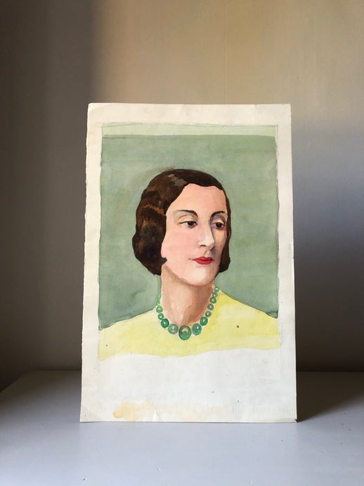 Original Watercolour, ‘Girl on Green’