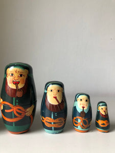 Vintage Russian Fishermen Nesting Dolls
