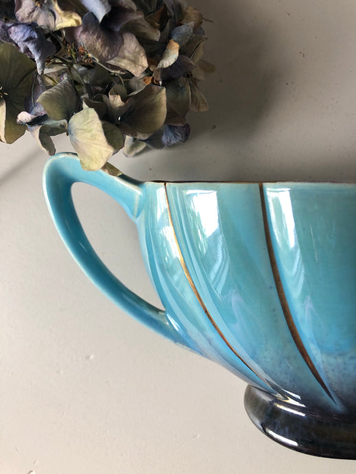 Vintage Iridescent Blue Mantle Vase