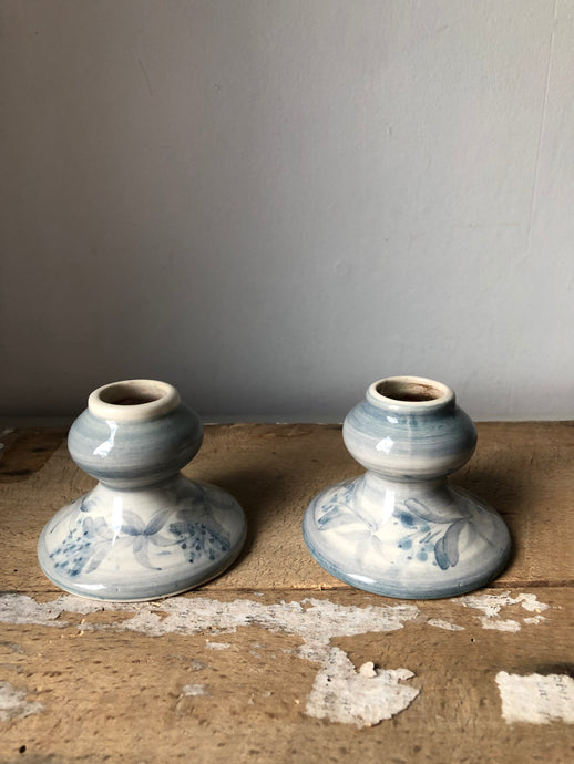 Pair of Vintage Studio Pottery Candle Holders