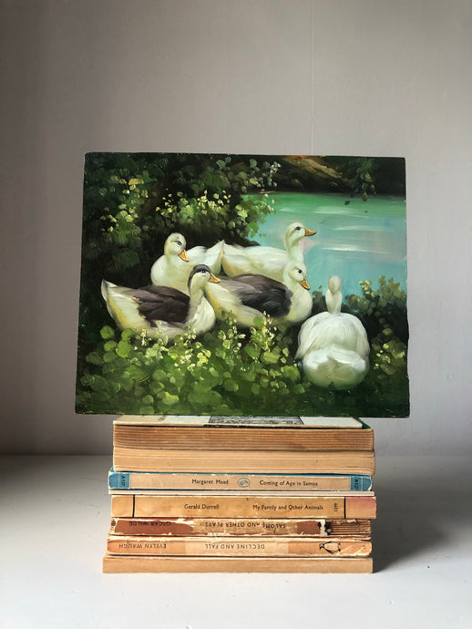Vintage Ducks Oil Painting On Board