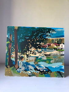 Vintage River Boat scene Painting