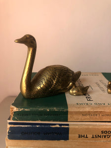 Set of Antique Brass Ducks with Swan