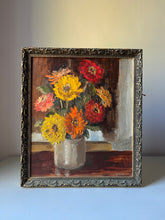 Load image into Gallery viewer, Vintage Oil on Board Floral painting