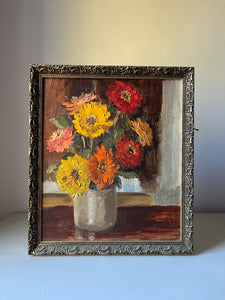 Vintage Oil on Board Floral painting