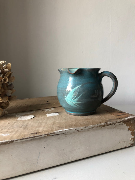 Vintage Studio Pottery Jug with Swallow Design