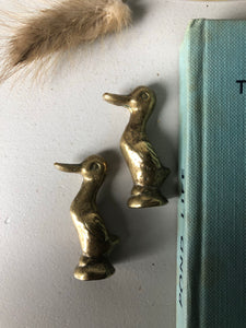 Pair of Small Vintage Brass Ducks