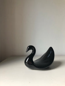 Graceful Black Porcelain Swan