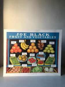 Original 1950s School Poster, ‘Joe Black's Fruit and Vegetables'