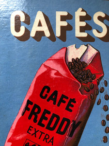Vintage Advertising Display Card, Cafés Freddy