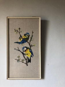 Vintage Hand Embroidery Blue Tits