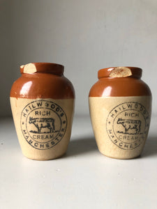 Pair of Vintage Dairy Cream Jars