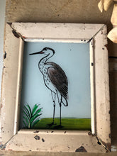 Load image into Gallery viewer, Antique Reverse Glass Painting, Heron