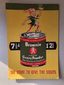 Vintage Shop Advertising Display Card - 'Brownie' Gravy Powder