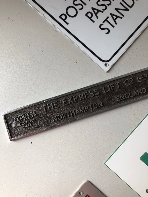 Heavy duty metal ‘Express Lift’ vintage plaque