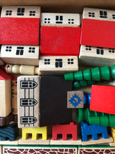 Load image into Gallery viewer, Full Vintage Wooden Village set in box