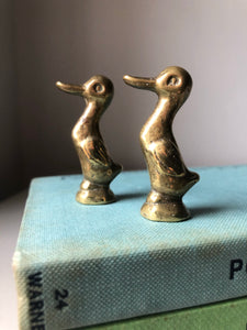 Pair of Small Vintage Brass Ducks